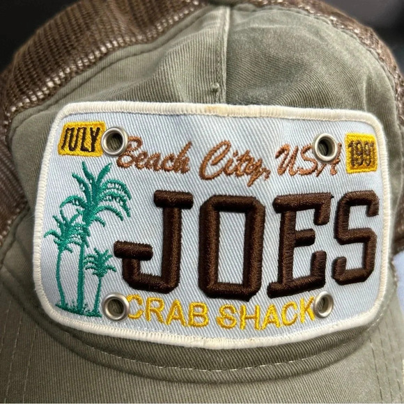 Joes‎ Crab Shack Hat Cap Adjustable Strap Back One Size Green Distressed Vintage - Picture 6 of 10